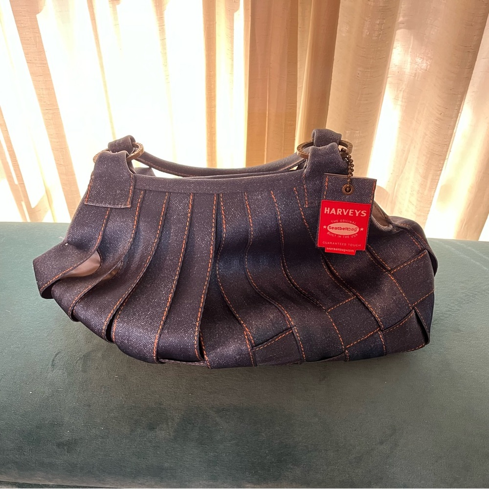 Harveys Denim and Brown Seatbelt Shoulder Bag